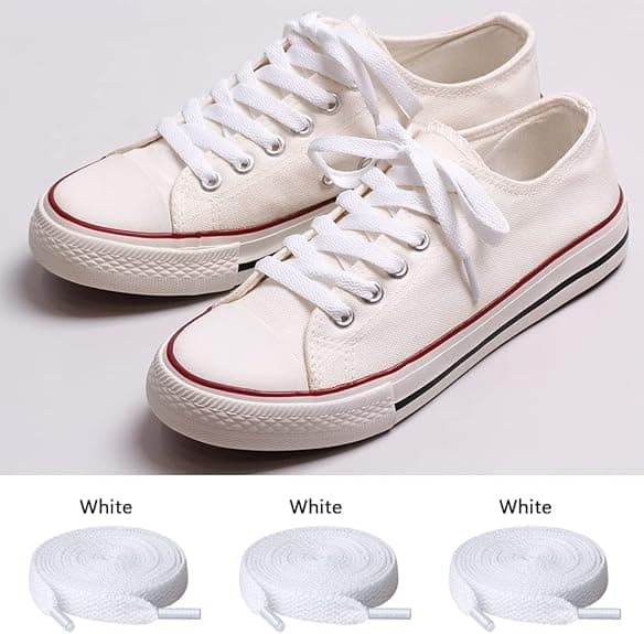 3 par snørebånd, 8 mm brede flade snørebånd til sneakers, løb