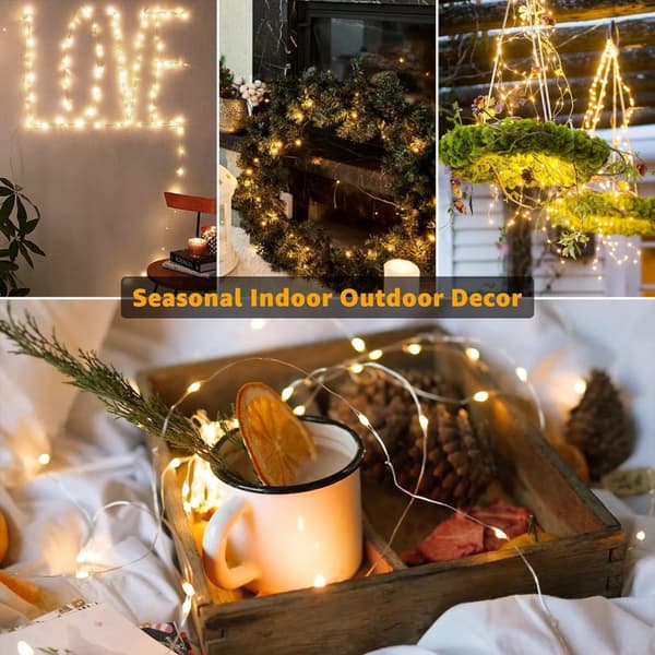 6-pack 1-meter mini LED string light, battery operated, indoor bedroom outdoor wedding decoration flashing string light White White