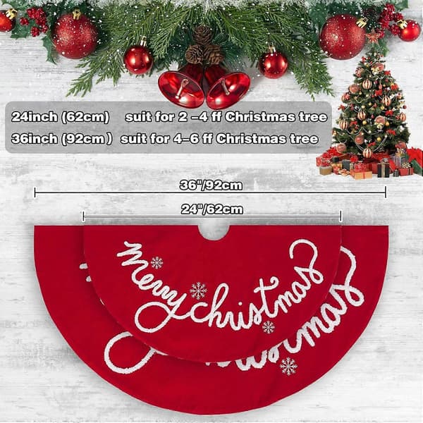 Juletreteppe 92 cm Rødt For Julefamiliefestdekorasjon