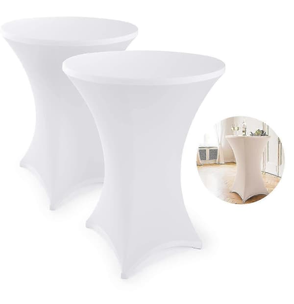 Eleganta antracit stretchöverdrag för barbord, bistrobord, vit, 80, 2-pack Vit 80 2 Set White 80   2 Set