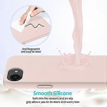 For iPhone 16e Deksel Støtsikkert Flytende Silikon Mykt Fôr Bakside Telefondeksel - Rosa Pink