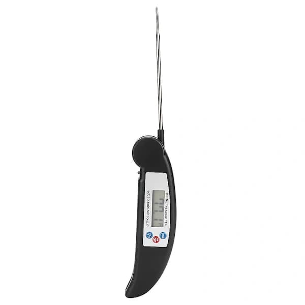 Digitalt BBQ Grilltermometer med LCD-display Foldbar sonde til madlavning Køkkenmad Temperaturmåling Sort