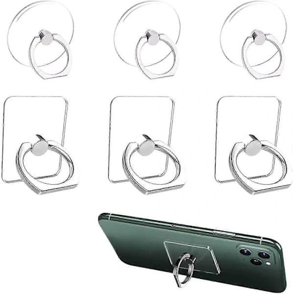 Telefon Ring Holder, Telefon Grip, 360 Graders Rotation, Egnet til de fleste mobile enheder - 6 Stykker