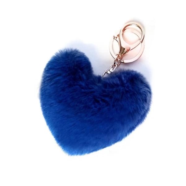 Hjerteformet Nøglering Fluffy Blød Taske Tilbehør Nøglering Gave Dekoration Kvinder ↕ blå blue blue