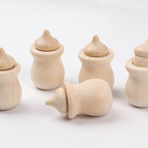 DIY Acorn Wood Craft Kit for Kids 6 Sets Unpainted Creative Decoration