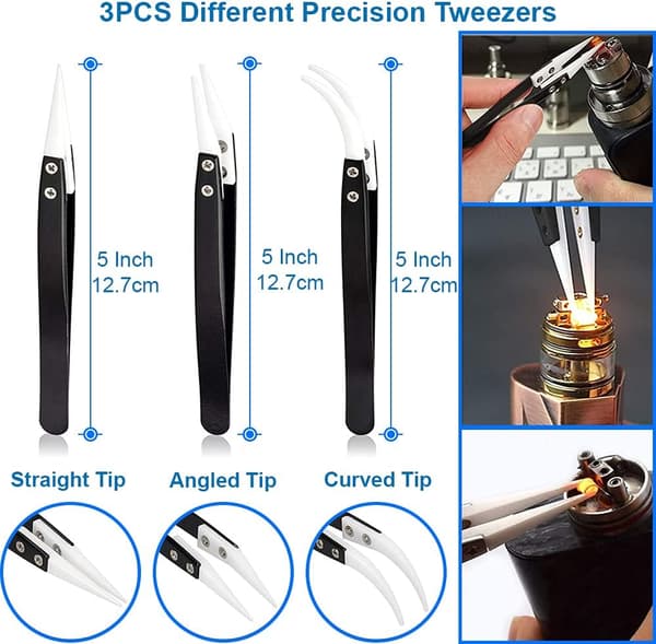 Lödtång Set med 3 Keramiska Spetsar Värmebeständig 1600°C för E