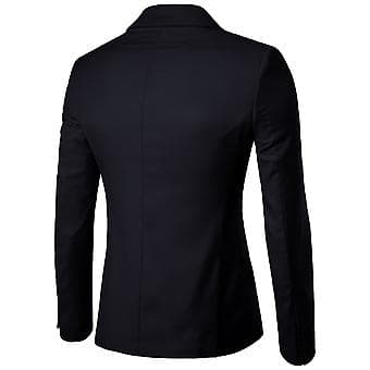 Herrkavaj Enknapps Enfärgad Nedvikt Krage Plus Size Smala Fickor Kostymjacka för Kontor (3XL Marinblå)