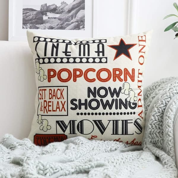 Kuddfodral, Set med 4 - 45 x 45 cm Bomull och Linne Tryckt Retro M