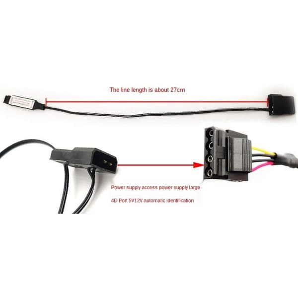 Datorfläkt belysningseffekt controller, 5v 3-pin/12v 4-pin Rgb fläkt utrustning tråd kontroll/fjärrkontroll Co