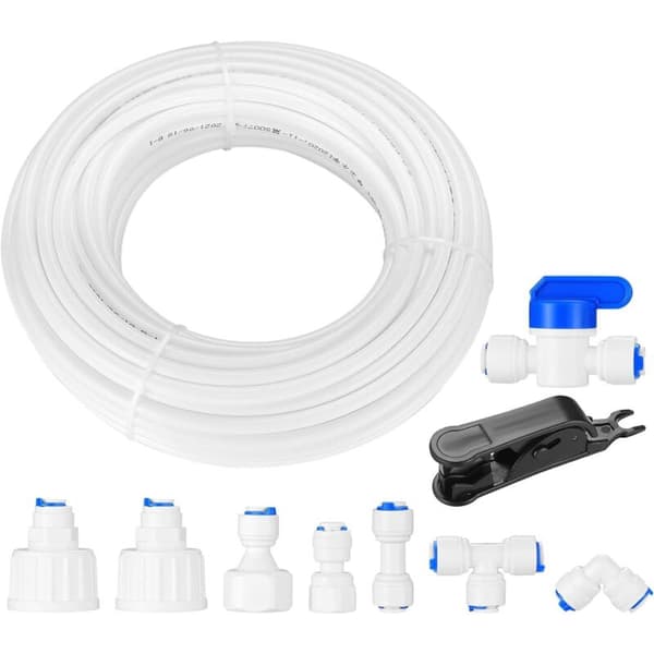 20m Universal Water Pipe Connection Set, Refrigerator Osmosis Water Supply Hose Connection, Water Filter Connection (1/4\", 1/2\", 3/4\")