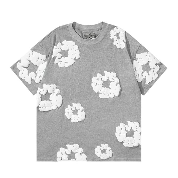Denim Tears Sommar Shortsset för män, Hip-Hop Kortärmad Shortsset - Grå, Storlek M
