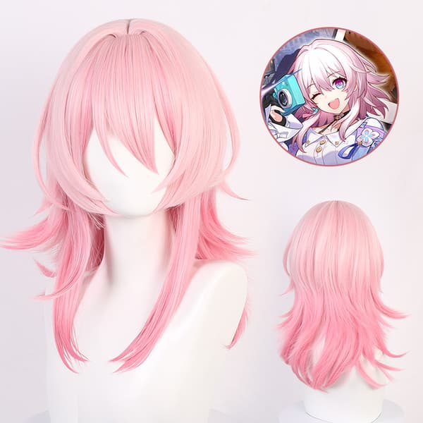 1 stk. Lang Lige Pink Paryk til Honkai Star Rail 7. marts Cosplay