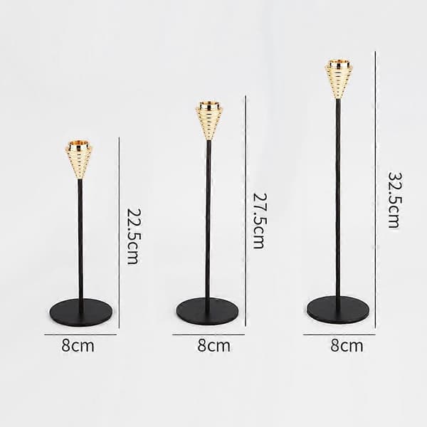 3 Pcs Luxury Candle Holders, LED Candles & Taper Candle Holders, Thick Taper Candle Holders for Wedding Dinner Home