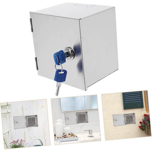 Heavy-Duty Weatherproof Stainless Steel Electrical Outlet with Lockable Anti-Theft Protection, Designed for Easy Installation and Robust Durability.
