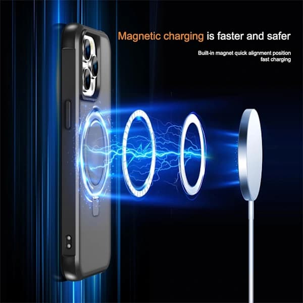 Compatible with iPhone 15 Pro Case with Invisible Magnetic O-Ring Stand Transparent Compatible with Mag-Safe Good Grip Feeling Black