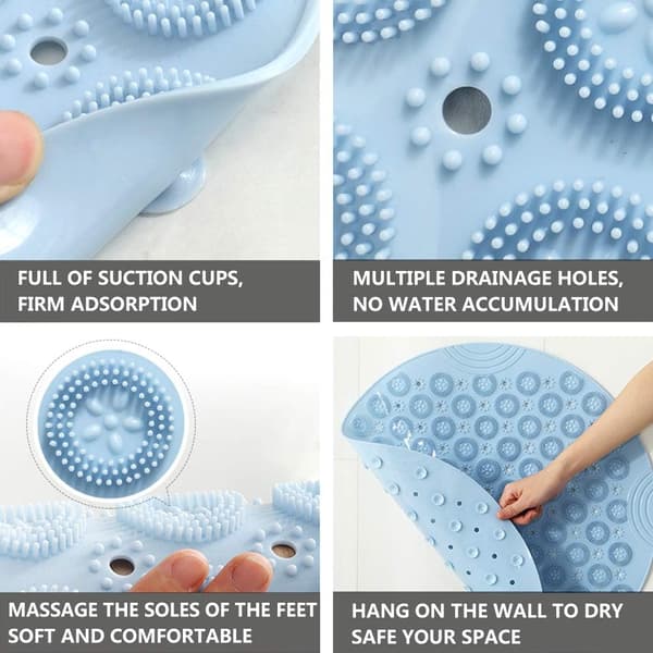 Non-slip bath mat, round non-slip PVC shower mat with suction cups