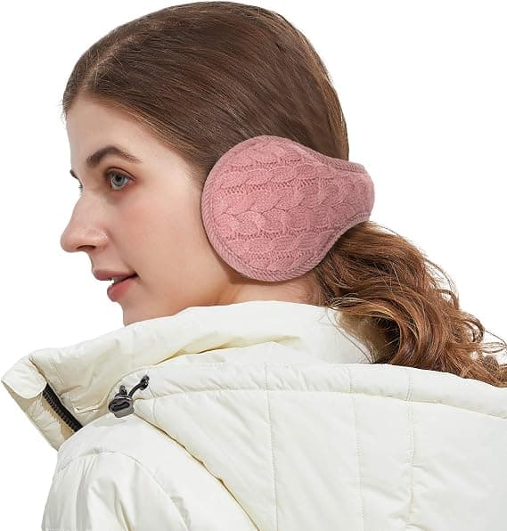 Unisex Varma Stickade Öronmuffar Dam K cashmere Vinter Enfärgad - Rosa