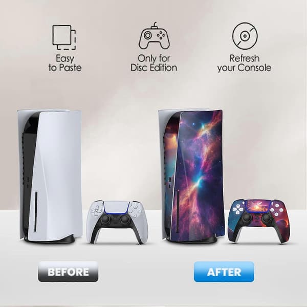 PS5 Skin - Disc Edition Grøn Anime Konsol og Controller Beskyttelsestilbehør Komplet Sæt til PS5 Controller Kompatibilitet (FMY)