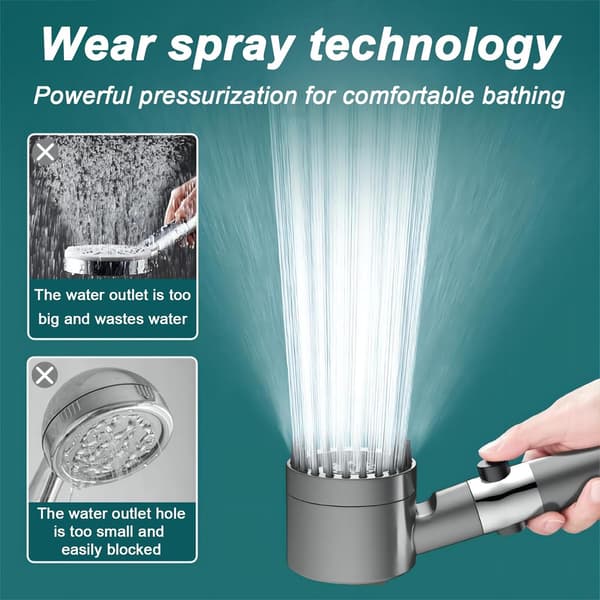 Shower Head, High Pressure Shower Head with 3 Modes, Handheld Shower Head (Includes 1.5m Hose and Holder)