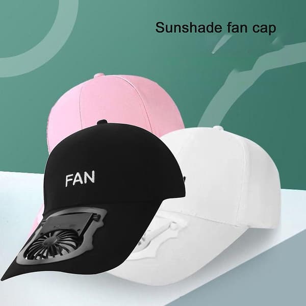 USB genopladelig sommer tre vindhastigheder mini ventilator solskærm solhat USB ventilator hat værktøj unisex kasketter - hvid