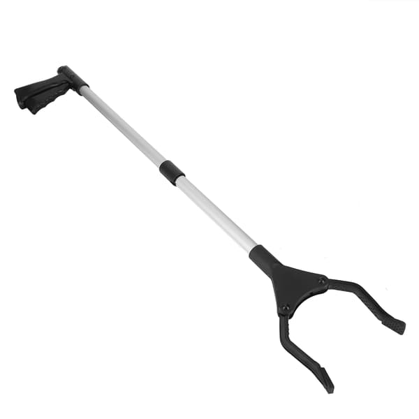Multifunctional Foldable Long Trash Clip Grabber Tool Sanitation Cleaning Supplies Black Handle Silver Tube
