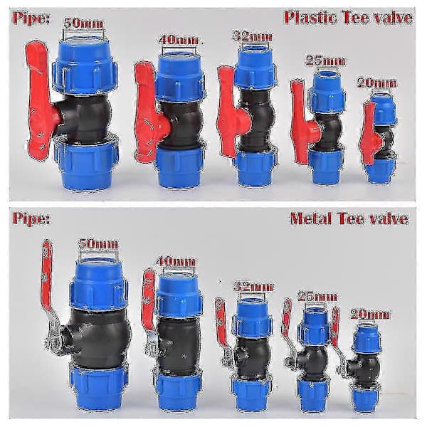 20/25/32/40/50 mm PVC PE rørvannsplitterventilforbindelse for hagevanningssystem slangekobling [DB] Kryss 25 mm 25mm 25mm