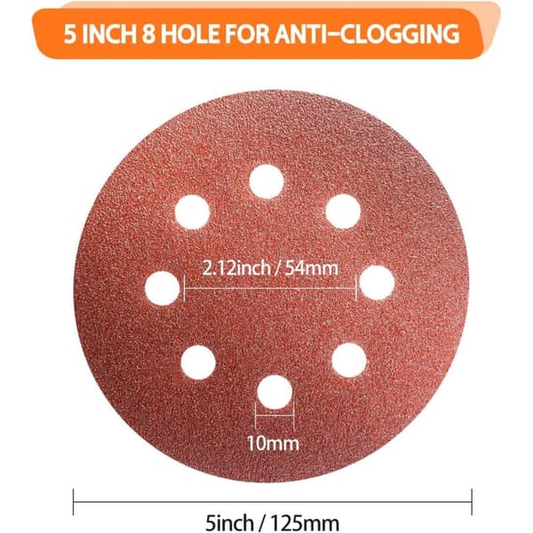 100-pack 8.5-inch 8-hole Sanding Discs BCC 80 for Random Orbital Sanders