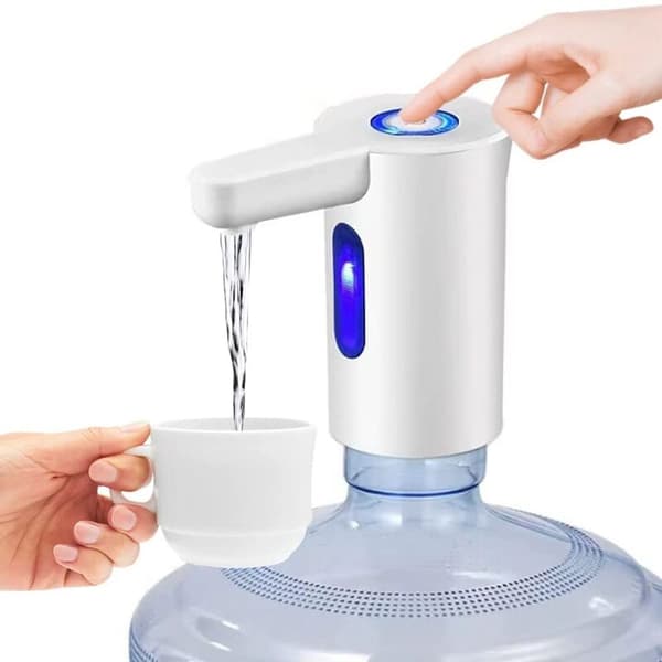 Vattenpump för vattenautomat, elektrisk dricksvattenpump, bärbar automatisk flaskpump för 2-5 gallons flaska (vit)