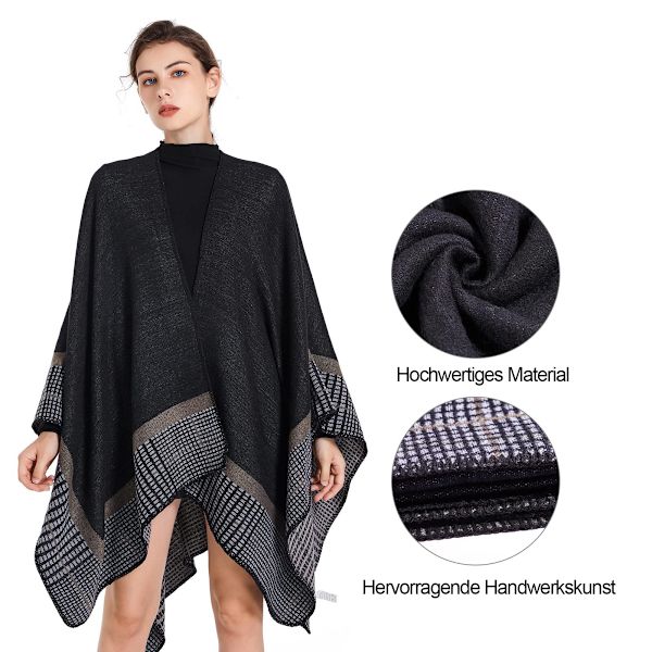Poncho Dame Vinter Varm Elegant Julegave