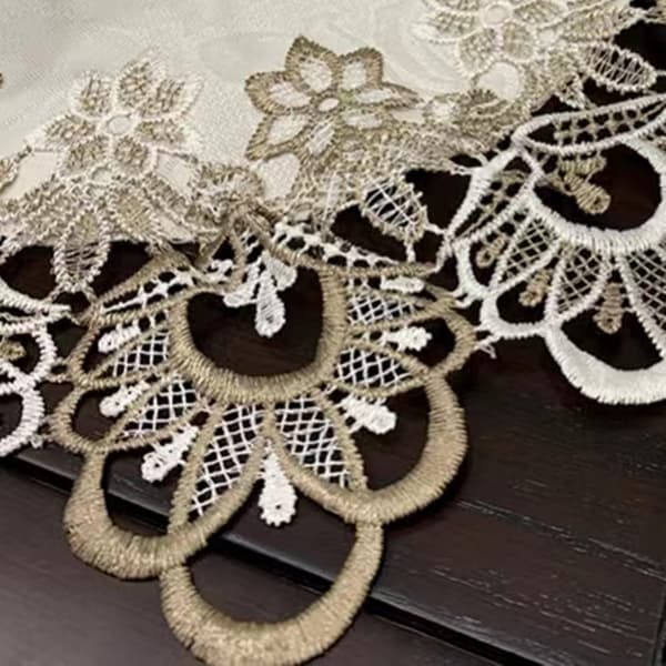 Soffbordsduk för vardagsrummets mittbord Broderad spetsduk Hem Matsals soffbordsöverdrag Mittpunkt Vit