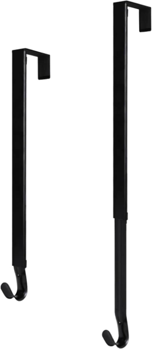 2 Wreath Hooks - Wreath Hanger - Wreath Hook - Telescopic Hook From 38 to 65 cm - Black