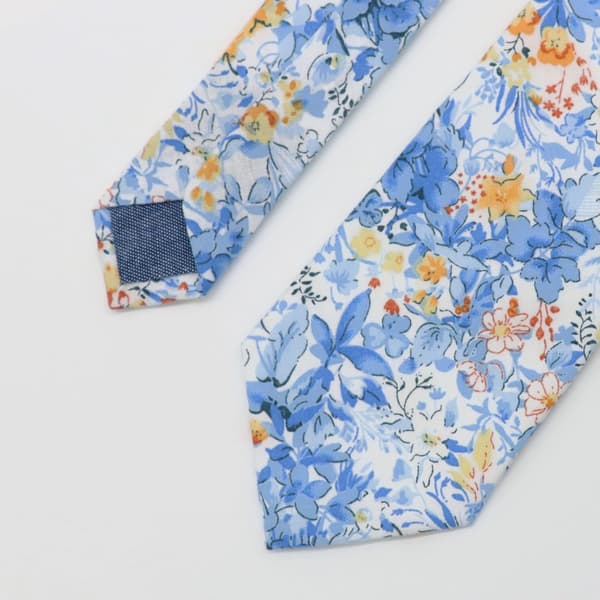 Slips til mænd, blomstret herreslips, smalt slips til mænd i bomuld, bryllupsblomsterslips-19 - Flowertie-19