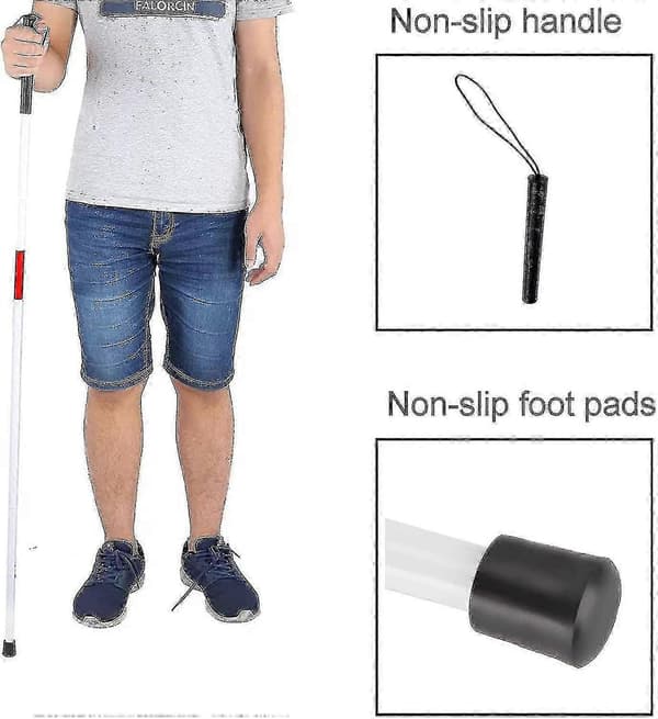 Blindestok, Hvid Stok, Gåstok til Blinde, Foldbar Blindestok