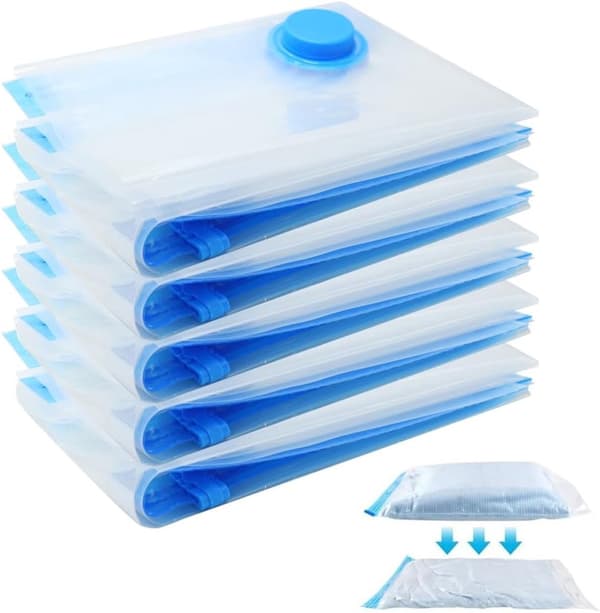 Vacuum bags for clothes, 10-pack, 60x40cm reusable, for moving, duvets & bedding, no pump