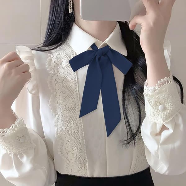 Sløyfer for kvinner/jenter, selvbindende sammenleggbare sløyfer tilbehør skoleuniformer cosplay bryllupsfest marineblå - Navy