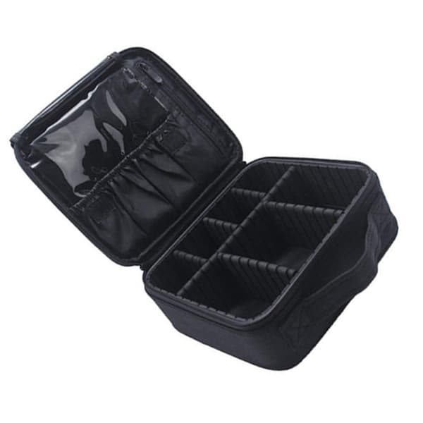 Makeup Bags Detachable Compartments Large Capacity Zipper Cosmetic Storage Bag S Black
