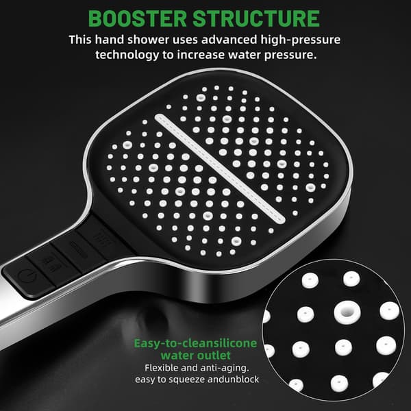 Water-Saving Shower Head - Handheld Universal Square Shower Head with 8 Spray Modes, Single-Hand Adjustable Easy Replacement