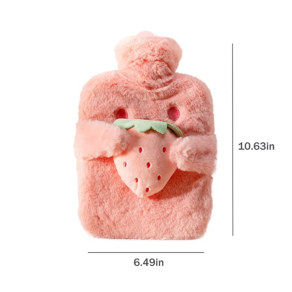 Ny gummivattenflaska med överdrag, vintervarm och läckagesäker, rosa pink