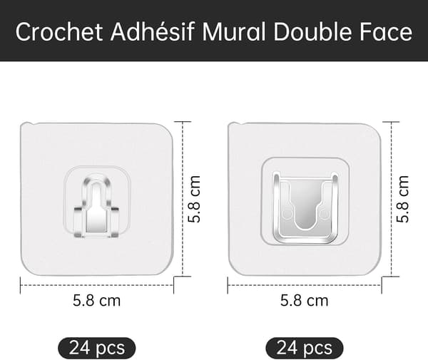 24 Pairs Wall Hooks with Double-Sided Tape, Drill-Free Wall Mounts, Transparent Invisible Adhesive Hooks for Photos