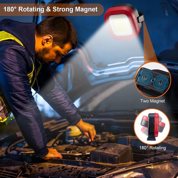 COB LED Work Light, 42 LED 1000 Lumen Rechargeable Portable Magnetic Lamp