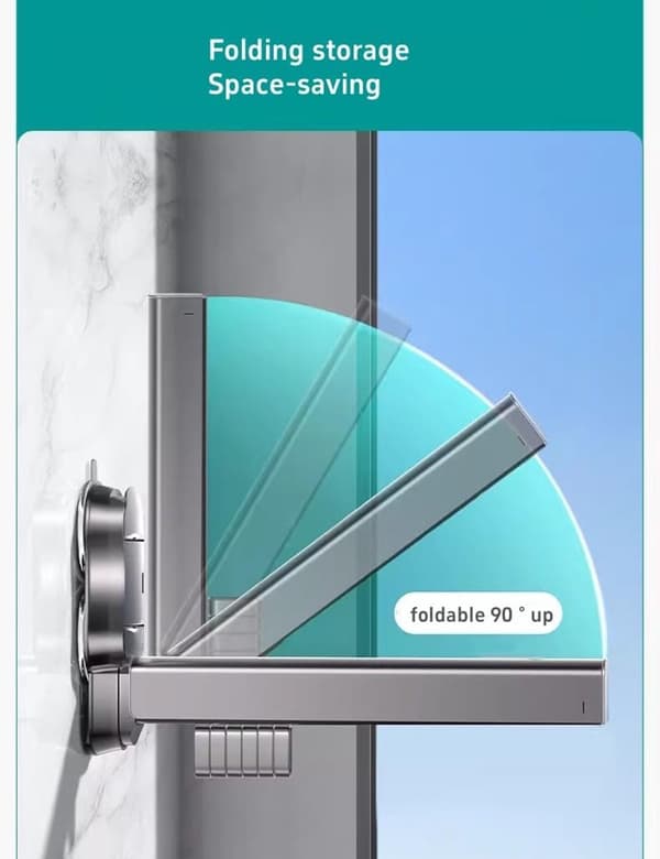 Wall-mounted drying rack with suction cup, 90° foldable aluminum alloy drying rack for indoor and outdoor use.