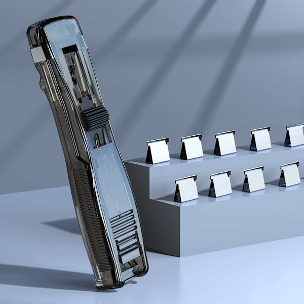Robust mini stapler set with 50 reusable staples, 40 sheet capacity, black