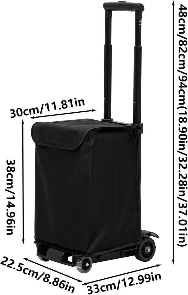 Shoppingvagn, hopfällbar, med hjul, tyst, ca -
