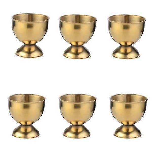 Set of 6 Stainless Steel Egg Cups for Boiled Eggs (Gold)
