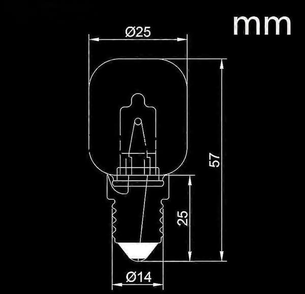 3 stk. E14 Højtemperaturs pære 500 Grader 25w Halogen Bobleovnspære, 25*57mm