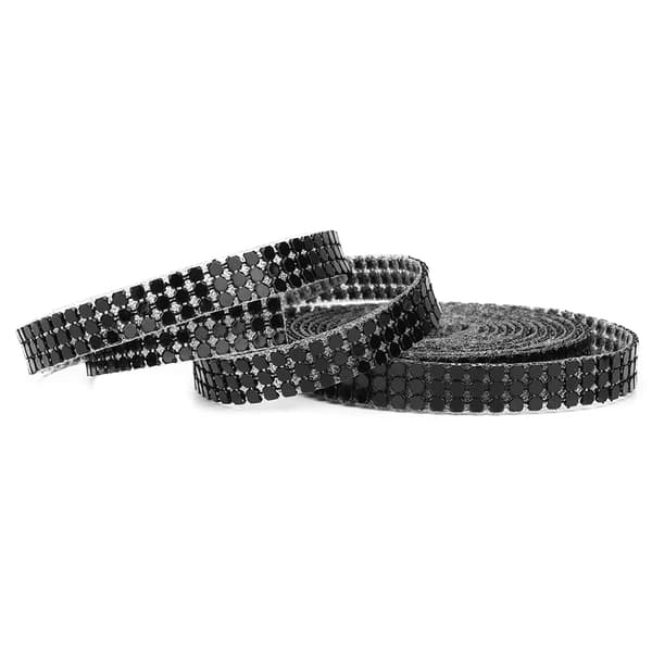 1,5 m 3 rækker aluminiumsnet rhinstensbånd sy strass-trim tøjtilbehør (sort)