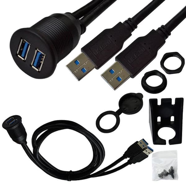 Bil Indbygget Monteringsforlængerkabel USB 3.0 Han til USB 3.0 Hun Forlængerledning [DB]