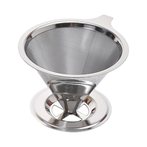 Kaffefilter i rustfrit stål, Pour Over, genanvendelig, papirfri, kaffekonfilter til hjemmet (LGL) Silver