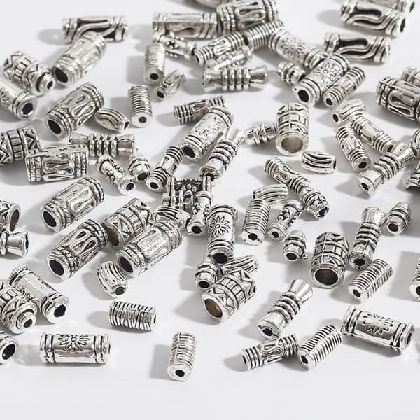 400 st tibetanska silverpärlor blandade legering rörpärlor för DIY Collie smyckestillverkning