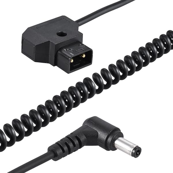 Andoer Spiralformet 98cm/38.5tommer D-Tap 2-ben Han til DC 5.5 * 2.1mm Adapterkabel Forlænger Elastisk Line A